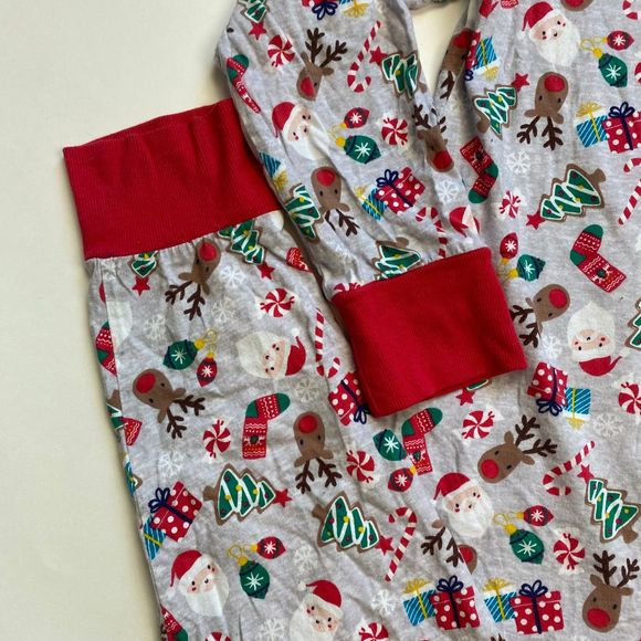 CHRISTMAS woman's size large L santa deer one piece holiday morning pajamas pjs - Picture 4 of 12